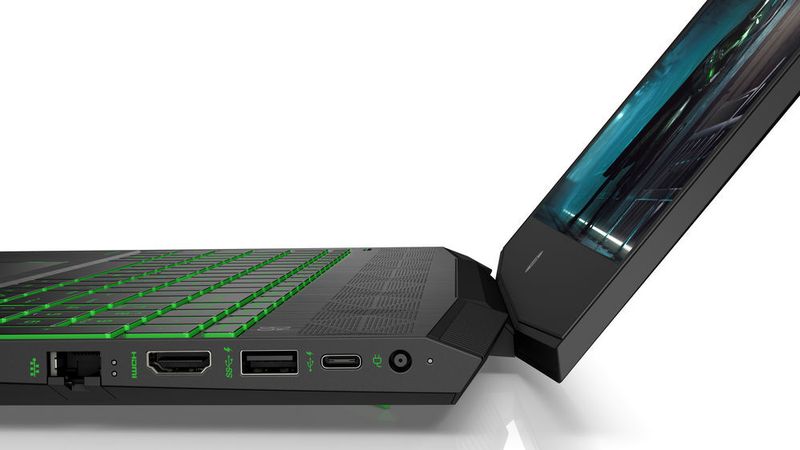 Zu den Schnittstellen des Notebooks zählen auch eine RJ45-Buchse und ein USB-C-Port. Das Keyboard ist nur bei den Modellen mit H-Prozessor grün beleuchtet.  (HP)