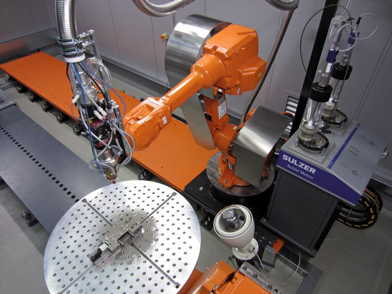 Bild 1: 10-Achsen-Handhabungssystem des ersten Metcoclad-Systems in Wohlen, Schweiz. (Bild: Sulzer Metco)