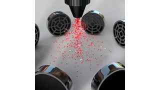 Bei der Sonolithografie werden feine Aeorosole durch ein Ultraschallfeld in Form gebracht. (University of Bristol)