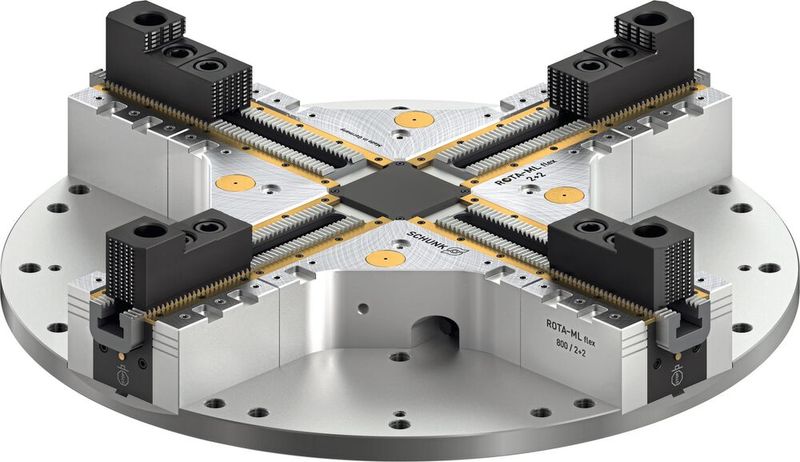 Das 4-Backen-Ausgleichsfutter Rota-ML flex 2+2 ist gegenüber der Vorgängerversion um bis zu 40 Prozent leichter, dafür aber umso stärker. (Bild: Schunk)