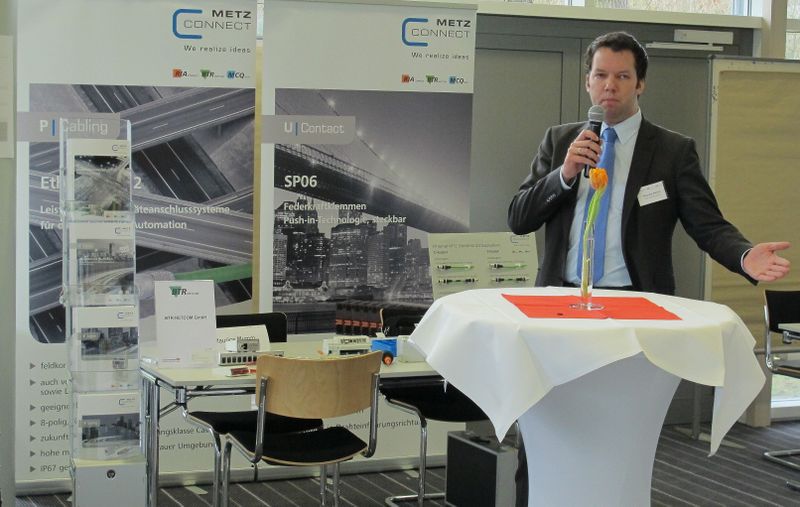 Referenten Fachpressetage 2013 in Karlsruhe Maurice Mumm stellte das Portfolio von Metz Connect vor. (Bild: Ernhofer)