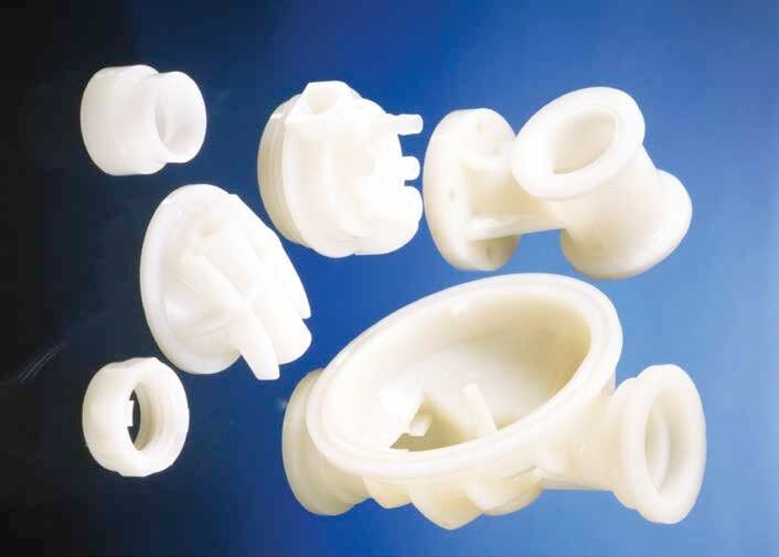 Injection-molded parts and parts machined from Kynar PVDF bar stock (Picture: Arkema India)