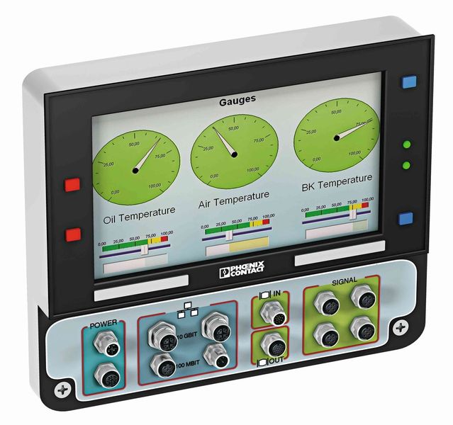 Steuerung mit M12-Ports - alle Anschlüsse wie Daten, Signale und die Power lassen sich über M12-Steckverbinder realisieren und direkt mit der Elektronik auf der Leiterplatte verbinden. (Bild: Phonenix Contact)