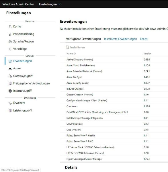 In den Erweiterungen werden ständig neue Funktionen hinzugefügt, zum Beispiel die grafische Oberfläche zum Erstellen von Clustern. (Bild: Joos / Microsoft)
