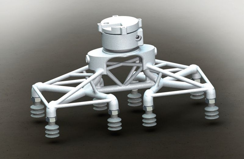 Leichtbau ermöglicht im Maschinenbau Einsparpotenziale, neue Gestaltungsmöglichkeiten und eine höhere Performance (Beispiel Greifer). (Fraunhofer IPA / robomotion GmbH)