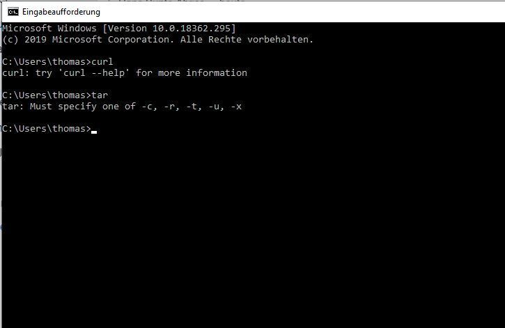 Die beiden Linux-Befehle „Curl“ und „Tar“ hat Microsoft direkt in Windows 10 und Windows Server 2019 integriert. Es ist keine zusätzliche Installation notwendig. (Joos / Microsoft)