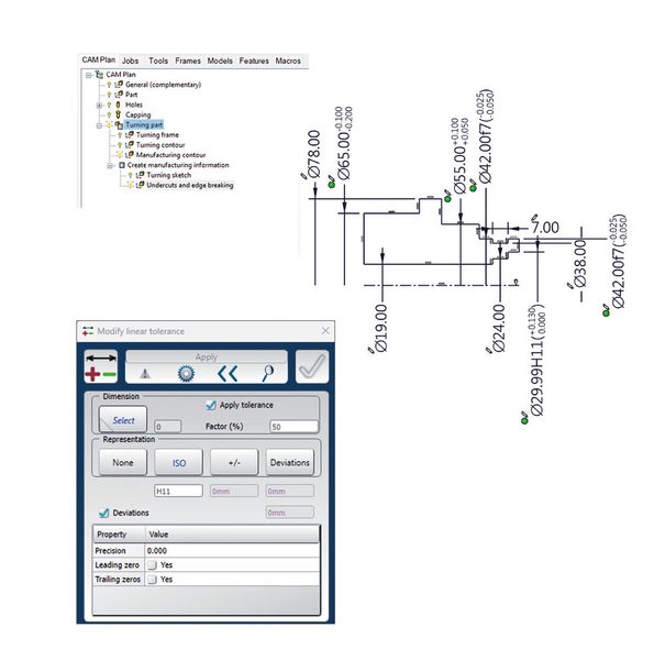 “CAM Plan Turning,” can quickly and consistently enrich turning contours with all relevant manufacturing information. (Source: Open Mind)