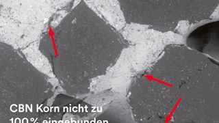 « Liant céramique traditionnel en CBN » : Dans les liants céramiques traditionnels en CBN, le grain abrasif n’est pas intégré à 100 %. (3M S.à r.l.)