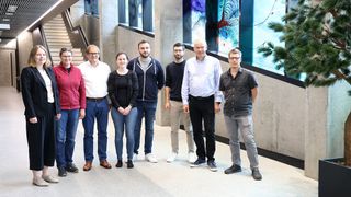 (v.l.n.r.) Jun.-Prof. Dr. Lisa Scheunemann, Prof. Dr. Kristin de Payrebrune, Prof. Dr. Eberhard Kerscher, die wissenschaftlichen Mitarbeiterinnen und Mitarbeiter Stella Diederichs, Kevin Gutzeit und Max Werrel, Prof. Dr. Jan Aurich sowie Dr. Sven Ehnert. (Bild: RPTU/Koziel)