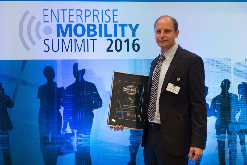 Die M-net Telekommunikations GmbH vertreten durch Timo Botzenhardt gewann in der Kategorie Workforce Mobility den zweiten Platz. (www.bergemann-fotografie.de)