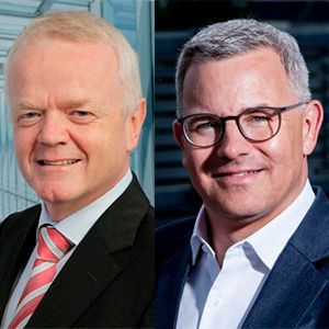 Philipp von Sahr (links) übernimmt bei BMW die Leitung des Niederlassungsverbundes Ost von Wolfgang Büchel.(Foto:  BMW)