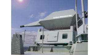 Bisher hat Rheinmetall Kriegsschiffe vor allem mit Lasersystemen und Kanonen ausgerüstet, wie etwa mit dieser Oerlikon Millennium Gun gegen schnelle Überwasserziele. Nun will der Düsseldorfer Rüstungskonzern aber gleich ganze Schiffe bauen, denn er darf NVL übernehmen ... (Bild: Rheinmetall Air Defence AG)
