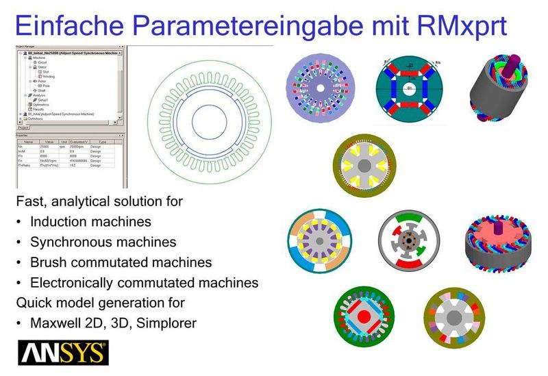 Bild 1: In der Ansys-Lösung sind Templates für alle gängigen Synchron- und Asynchronmaschinen verfügbar. (Ansys)