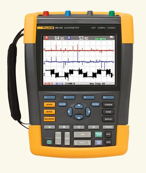 Bild 2: Das Fluke Scope-Meter der Serie 190 II kann gleichzeitig vier Signale erfassen und anzeigen.  (Bild: Fluke)