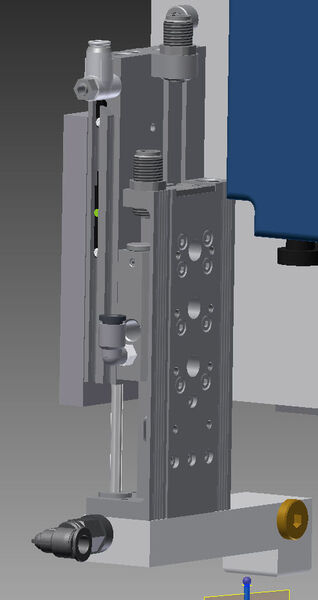CAD-Zeichnung des pneumatischen Minischlittens MSC. Die anwendungsspezifische Auslegung erfolgte mit dem Online-Konfigurator. (Bild: Aventics)