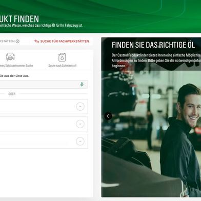 Der überarbeitete Castrol-Produktfinder ermögliche eine gezielte Suche nach Schmierstoffen und zeige nahegelegene Verkaufsstellen über Google Maps an. (Bild: Castrol)