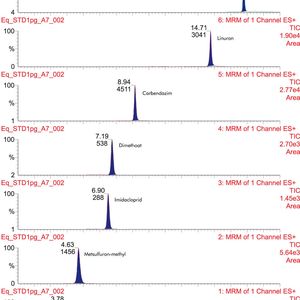 Abb.1: Chromatogramm von Standards bei 0,06 µg/kg