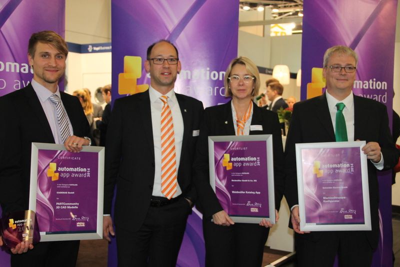 (v.l.n.r.) Benjamin Hagen (Cadenas), Gerald Lobmeier und Carmen Kothe (Weidmüller) und Michael Gieselmann (Schneider Electric). (Bild: VBM)