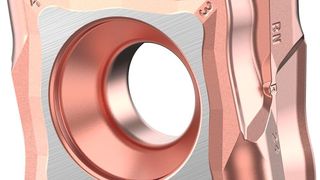 FIX8 has eight cutting edges per insert, providing the lowest cost per edge. The tangential design allows it to sustain far higher loads than traditional designs. (Kennametal)
