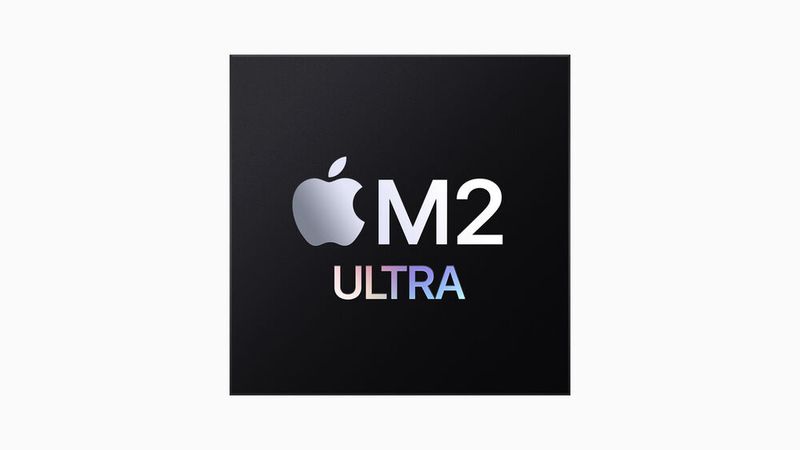 Der Chip M2 Ultra ist mit 5 Nanometer Prozesstechnologie der zweiten Generation gefertigt und nutzt die UltraFusion-Technologie von Apple, um zwei M2 Max Chips zu verbinden und die Performance so zu verdoppeln. Der M2 Ultra besteht aus 134 Milliarden Transistoren – 20 Milliarden mehr als im M1 Ultra. Seine Architektur mit gemeinsamem Arbeitsspeicher unterstützt eine Speicherkapazität von bis zu 192 GB, 50 Prozent mehr als der M1 Ultra, und hat eine Speicherbandbreite von 800 GB/s – doppelt so viel wie der M2 Max. Im M2 Ultra steckt eine leistungsstärkere CPU, die 20 Prozent schneller ist als die im M1 Ultra. Seine GPU ist bis zu 30 Prozent schneller und seine Neural Engine sogar bis zu 40 Prozent. Außerdem hat er eine Media Engine mit der doppelten Leistungsfähigkeit des M2 Max für extrem schnelle ProRes Beschleunigung. (Bild: Apple)