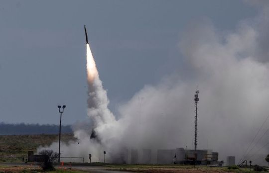 The first Australian-made guided multiple launch rocket system missiles are test fired at the Woomera Test Range in South Australia.(Source:  Andrew Green)