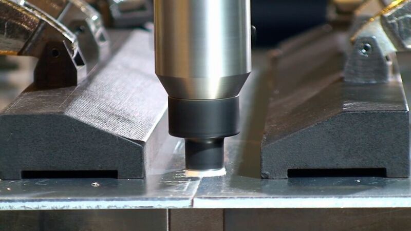 The friction stir welding method modified by the Materials Testing Institute (MPA) of the University of Stuttgart can combine different sheets simultaneously using the butt and overlap process.  (MPA Stuttgart)