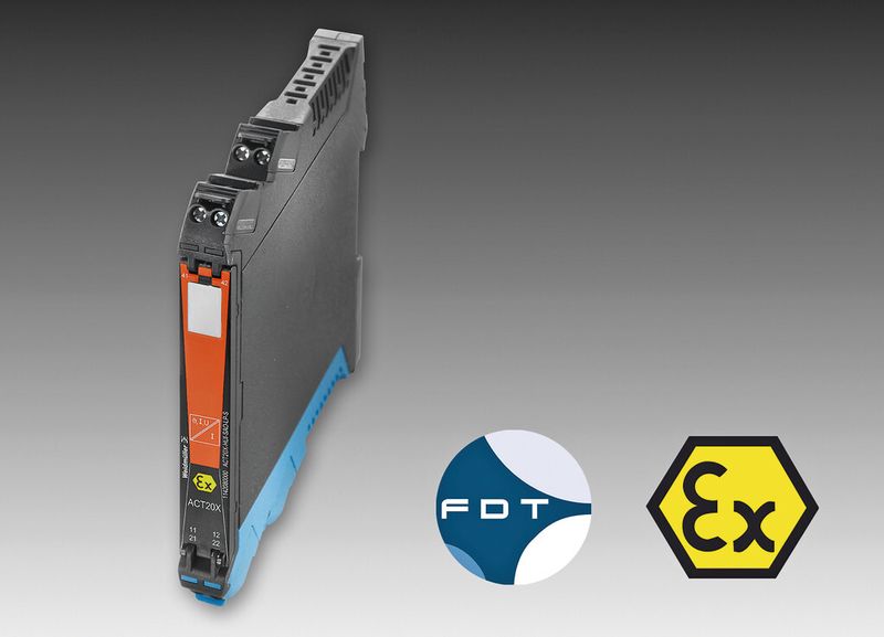 Bild 4: Der Signaltrennwandler ACT20X hat einen eigensicheren Eingang für Norm-DC-, Temperatur- und Widerstandssignale und trennt den Ex- vom sicheren Bereich. (Bild: Weidmüller)