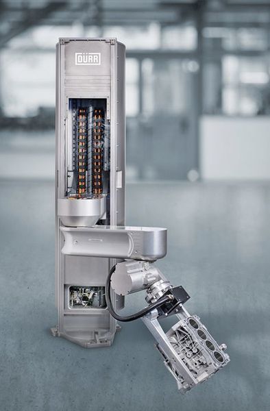 Der erste für den Einsatz in Roboterzellen entwickelte Scara-Manipulator entspricht der Schutzklasse IP69. (Ecoclean)
