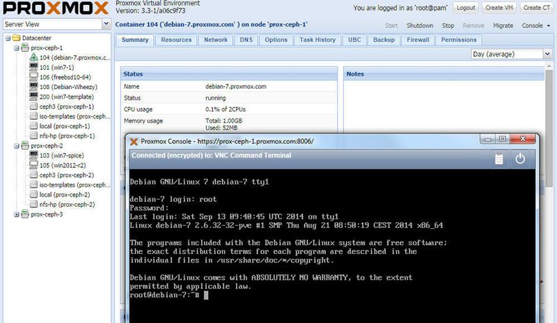 Screenshot aus dem Virtuaksisierungswerkzeug Proxmox Virtual Envrionment (PVE) Screenshot aus dem Virtuaksisierungswerkzeug Proxmox Virtual Envrionment (PVE)