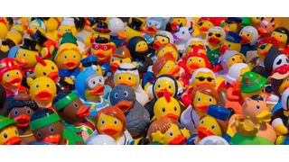 Um einige Kunststoffe flexibler und haptisch angenehmer zu machen, braucht es Weichmacher. Die sind zum Beispiel in dieser bunten Schar von Entchen enthalten, merkt die Lewa GmbH an. Laut einer Ceresana-Studie werden jährlich knapp 8 bis 9 Mio. t Weichmacher verbraucht. Der Umgang mit den heiklen Chemikalien ist nicht trivial. Lewa bietet deshalb für die Förderung und den sicheren Transport der Weichmacher die richtigen Membranpumpen, die absolut dicht sind, heißt es. (skeeze/pixabay)