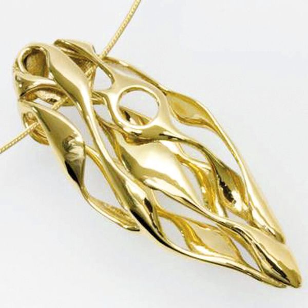Kettenanhänger im Metall-Laser-Sintern hergestellt. Design „Icon“: Lionel T. Dean, Future Factories; Material: 18-karätiges Gelbgold (Bild: CPM)