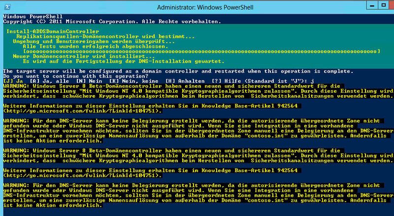 Abbildung 7: Die Installieren eines Domänencontrollers erfolgt in Windows 8 Server über die PowerShell 3.0 (Archiv: Vogel Business Media)