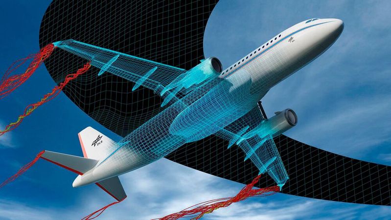 Konzepte für neue Flugzeugkomponente mussten bisher aufwendig getestet werden. Mithilfe der Computersimulation des DLR lässt sich dieser Prozess beschleunigen. Das spart Zeit und Geld. 