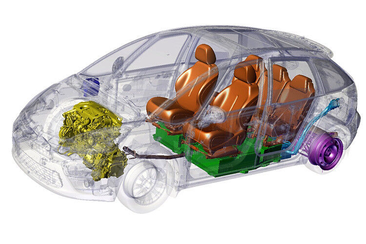 Ab dem Jahr 2017 will der PSA-Konzern den Mildhybrid „Hybride Eco“ mit einem zehn Kilowatt starken Elektromotor anbieten. Motor und Steuerelektronik arbeiten mit einer 48-Volt-Lithium-Ionen-Batterie. Das Fahrzeug soll bis zu einer Geschwindigkeit von 20 km/h rein elektrisch fahren können und den Kraftstoffverbrauch um 10 bis 15 Prozent senken – verglichen mit einem Fahrzeug mit identischem Verbrennungsmotor. (Grafik: PSA)