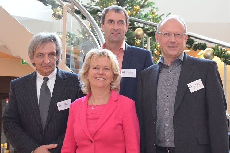 Der neu strukturierte Vorstand des Verbands (v.li.) mit dem neuen Präsidenten Frank Perez, Marlies Wegener, Markus Walter und Jürgen Mattern. Giesbert Schücking fehlte krankheitsbedingt. (Foto: Grimm)