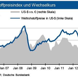 Weltrohstoffpreisindex und Wechselkurs im Januar 2013