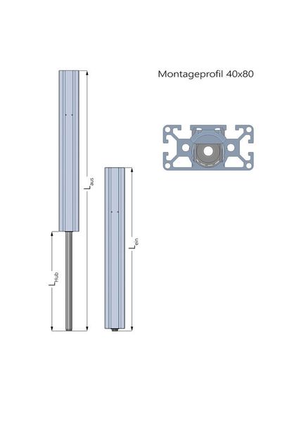 Das Movotec-Montageprofil ist in den Größen 40 x 80 mm 
und 45 x 90 mm erhältlich. Beide Systeme können mit unterschiedlichen 
Hubwegen – 150, 200, 300 oder 400 mm – ausgestattet werden. (Suspa)