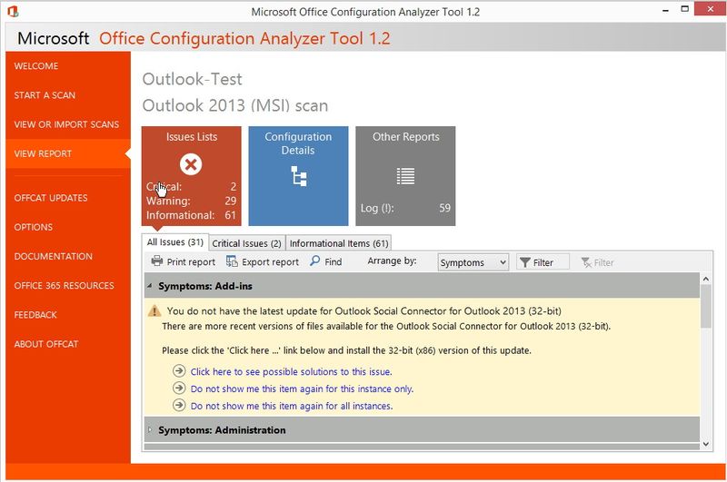 Abbildung 10: Mit OffCat können Administratoren Verbindungsprobleme zwischen Exchange/Outlook und Office 365 effizient untersuchen. (Bild: Joos)