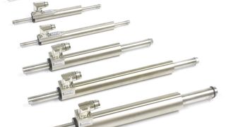 Industrielle Linearmotoren  ... weisen mit der zylinderförmigen Bauform ähnliche Abmessungen wie Pneumatikzylinder auf und werden in bestehenden und neuen Konstruktionen aus diesem Grund häufig als Ersatz von pneumatischen Antrieben eingesetzt. (Archiv: Vogel Business Media)