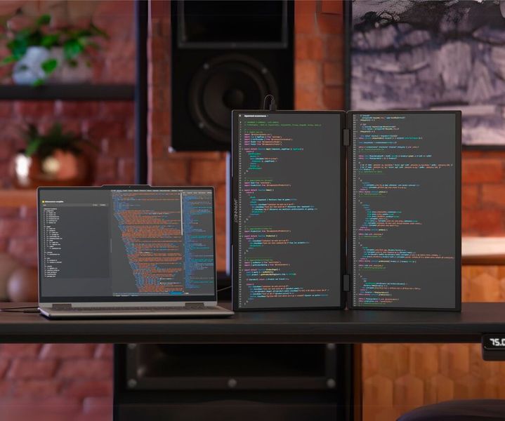 ... oder auch hochkant aufgestellt als zusätzliches Dual-Display für die Softwareentwicklung dienen. (Bild: Japannext)