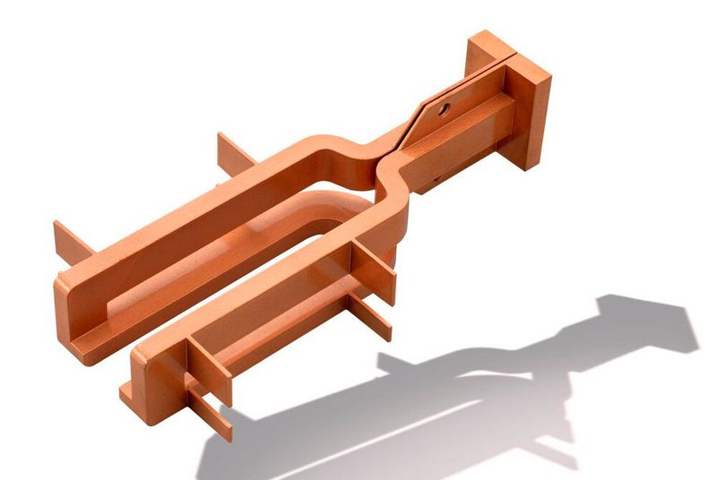 Diesen Induktor für den Einsatz in der Schweißtechnik fertigt FKM in Serie aus Reinkupfer in einer speziellen Verfahrensvariante des Lasersinterns. (Bild: FKM Sintertechnik)