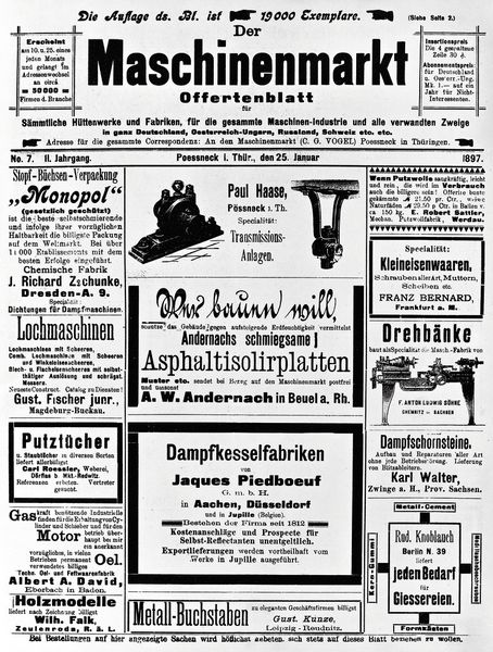 Der Maschinenmarkt startete wie andere „Marktzeitschriften“ seiner Zeit als reines Offertenblatt. Was ihn vom Wettbewerb abhob, war sein neuartiges Vertriebssystem. (Bild: Vogel Business Media)