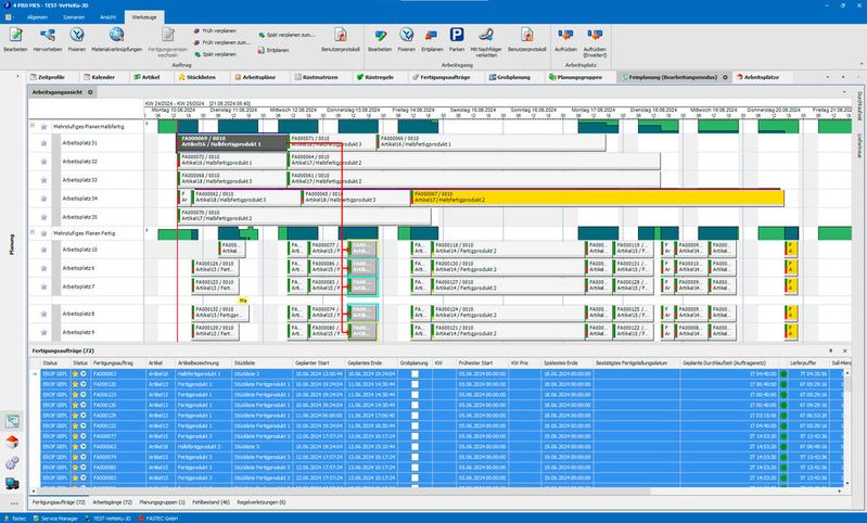 In der Feinplanung in Fastec 4 Pro werden Aufträge auf die Maschinen geplant.(Bild:  Fastec)