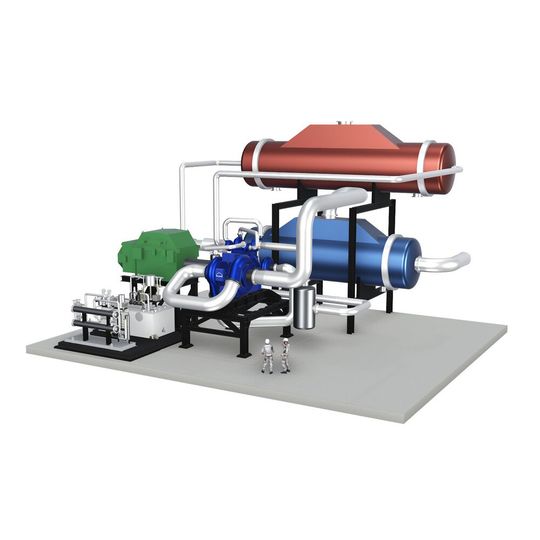 3D-Modell der geplanten Hochtemperaturwärmepumpe von BASF und MAN 3D-Modell der geplanten Hochtemperaturwärmepumpe von BASF und MAN