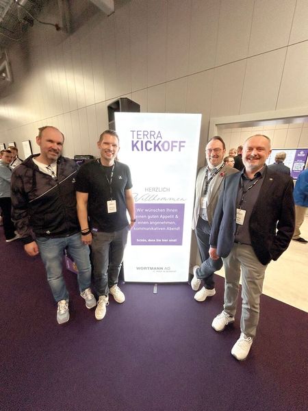 Team Wortmann auf dem Terra Kickoff Event: (v. l.) Sven Öpping, Christian Wiechert, Thomas Knicker und Volker Kaps (Bild: Vogel IT-Medien GmbH)