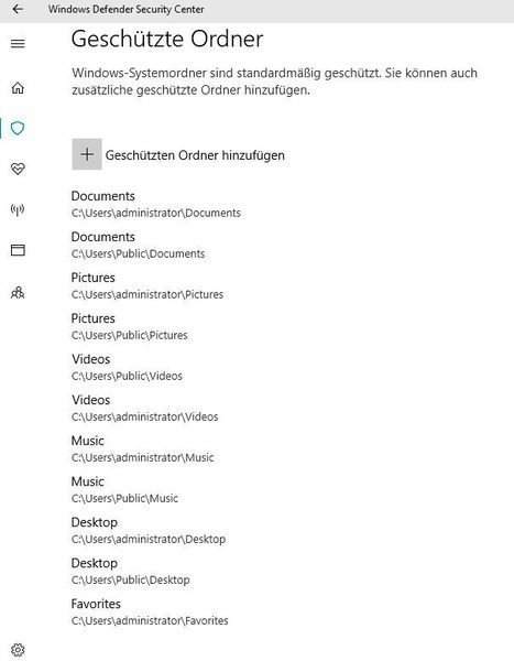 Die geschützten Ordner werden in den Einstellungen oder über Gruppenrichtlinien festgelegt. (Thomas Joos)