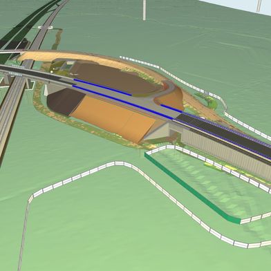 Straßen- und Eisenbahnüberführung Herrenbach.  (Visualisierung: Wolff & Müller)