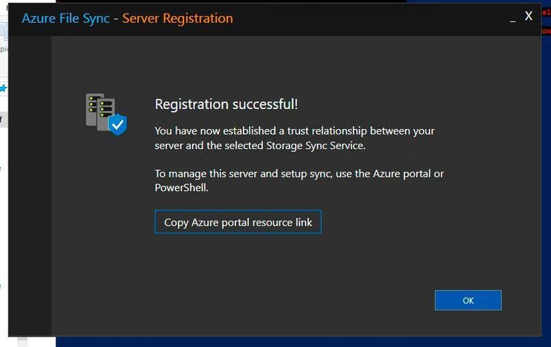 Die erfolgreiche Registrierung eines Servers bei Azure File Sync wird im Assistenten angezeigt. (Joos / Microsoft)
