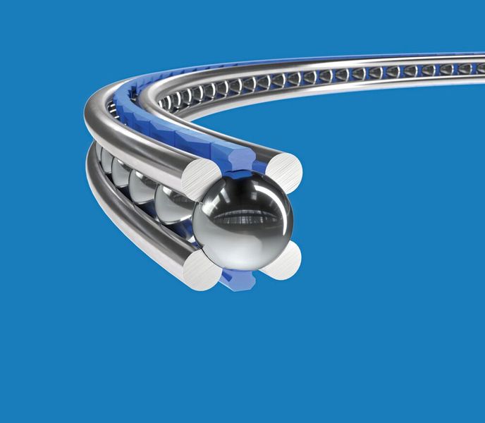 Wirtschaftlich: Speziell bei grossen Durchmessern erweisen sich Drahtwälzlager, deren Wälzkörper auf Drahtringen abwälzen, als deutlich günstiger verglichen mit Wälzlagern mit massiven Innen- und Aussenringen.  (Bild: Franke)