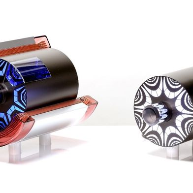 Mockup des neuen Motors (links: Stator & Rotor des Hauptantriebs, rechts: Rotor des Nebenantriebs) (Bild: Astemo)